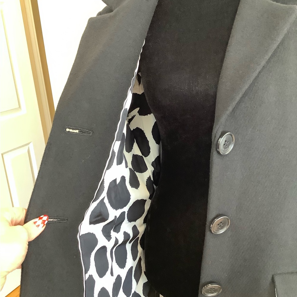 Kate Spade Wool Faux Fur Hem Wool Coat. Black. Size 14. NWT. - Picture 4 of 7